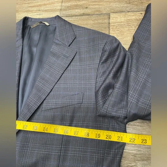 Canali Blazer Suit Jacket Sz 40R Plaid‎ Wool Dual Vent 2 Button #2 - Picture 5 of 14